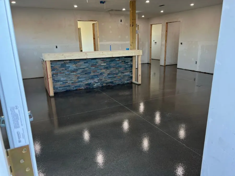 Polished commercial floor coating in a Springfield, MO build-out